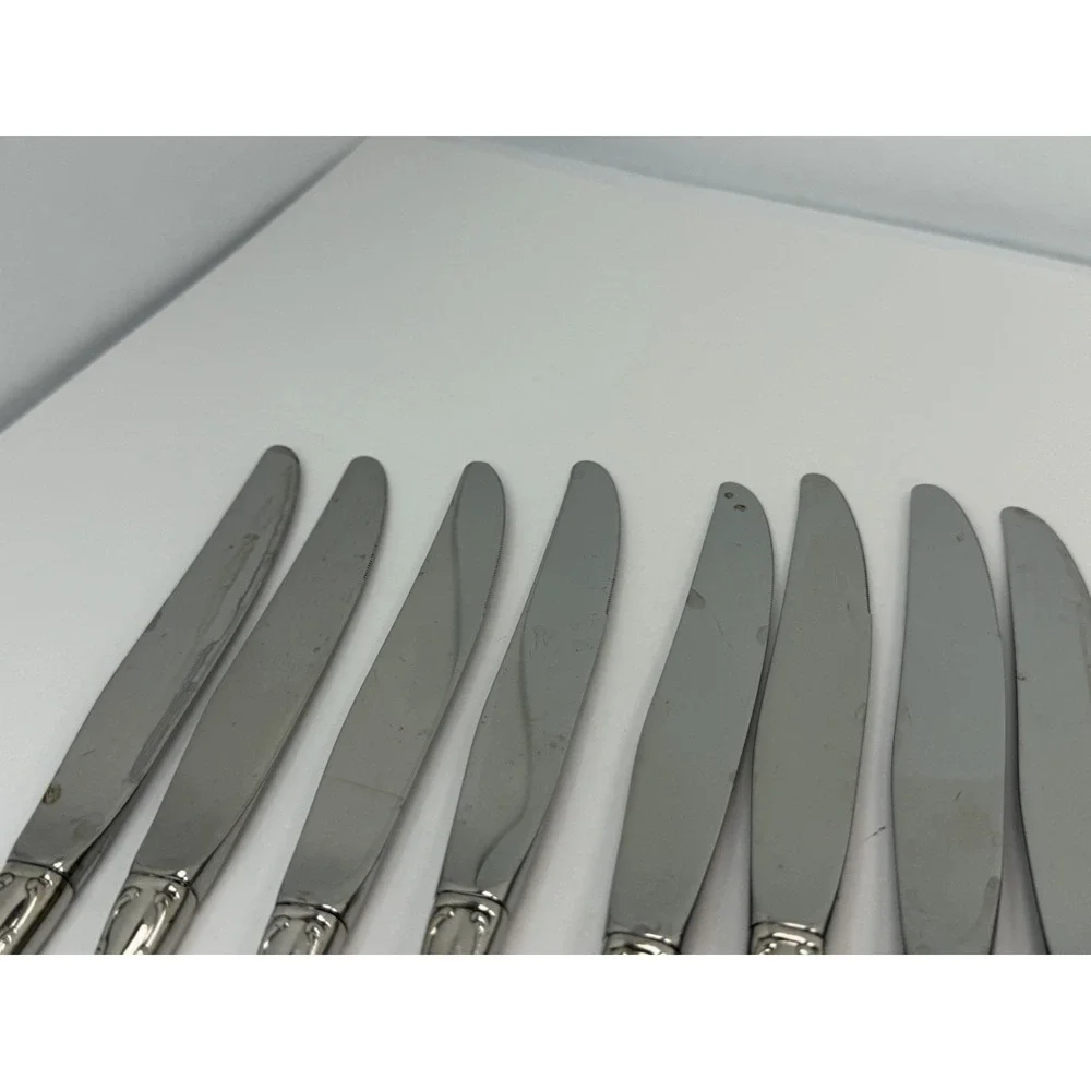 Dinner Knives Tennyson Oneida Community Heirloom Cube Stainless Flatware Lot 10